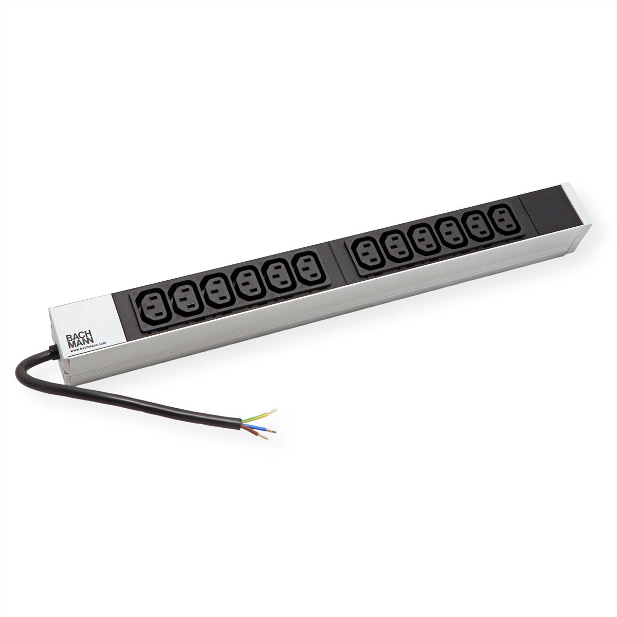 Bachmann 19" 1HE Steckdosenleiste C13×12 – 2 m Kabel (CEE 7/7) – Schwarz