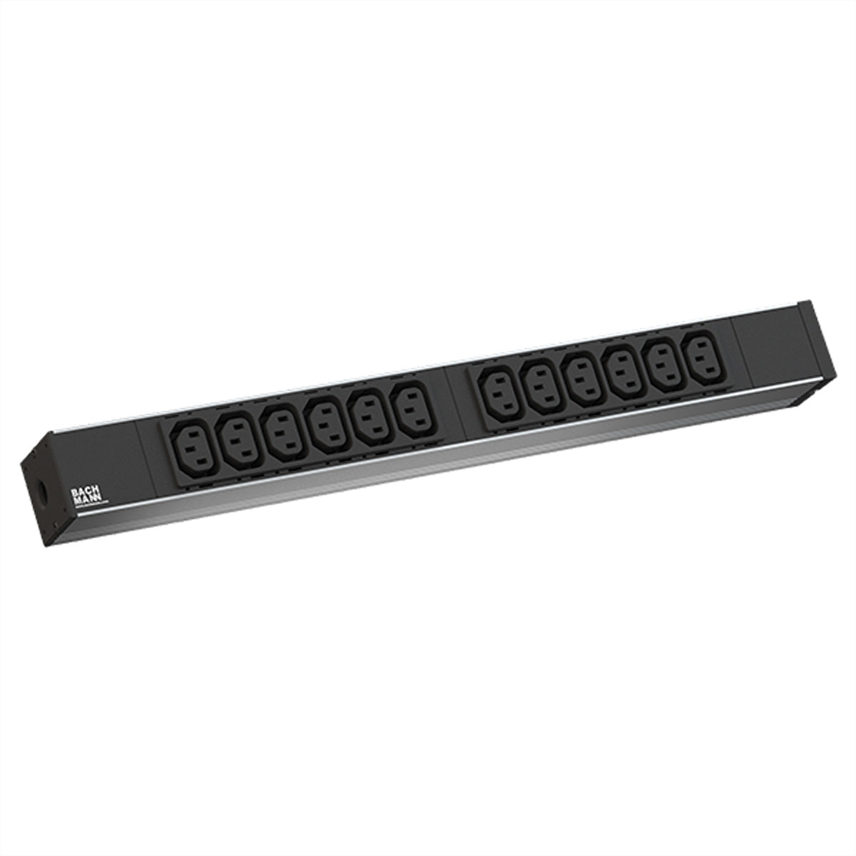 Bachmann 19" 1HE Steckdosenleiste C13×12 – 2 m Kabel (CEE 7/7) – Schwarz