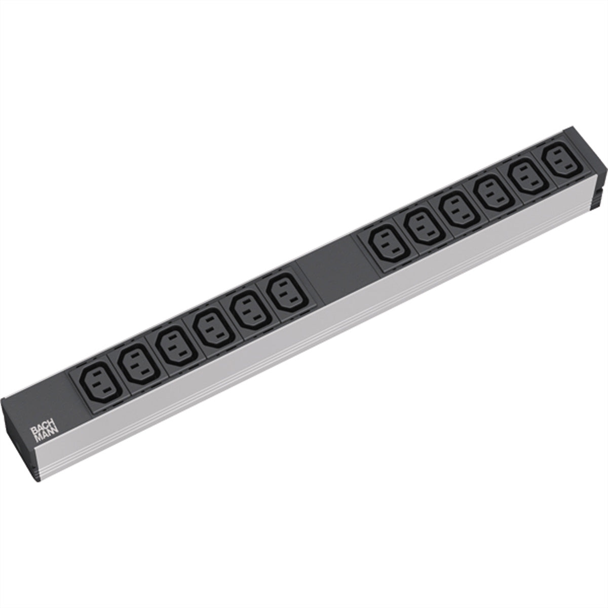 Bachmann Rack-PDU Basic 19" 1U, einphasig 3,6 kW, 12×C13, Eingang Schutzkontakt (CEE 7/7), 2 m