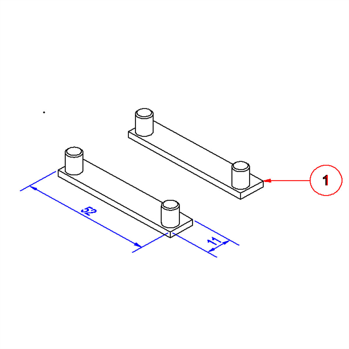 Bachmann STEP Abdeckstreifen, 2er-Pack, Kunststoff, 520×10×10 mm – schwarz
