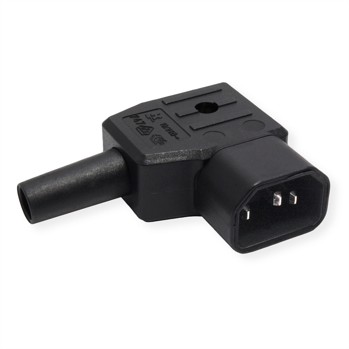 Bachmann Montagestecker, Eingang C14, Winkelstecker 90°, 10 A 250 V – schwarz