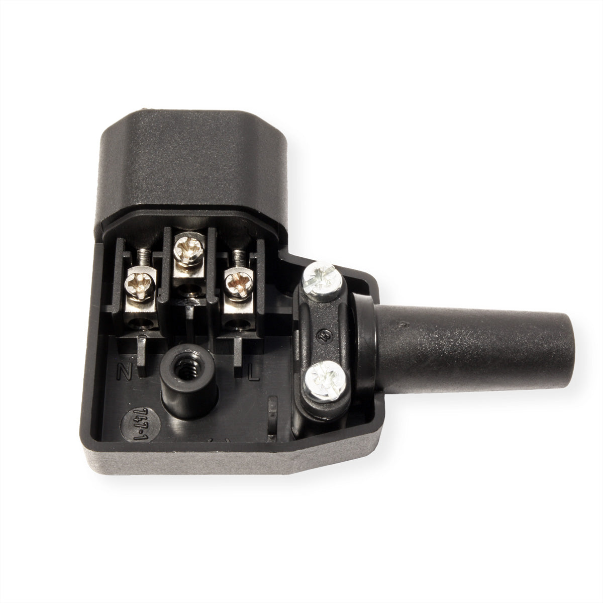 Bachmann Montagestecker, Eingang C14, Winkelstecker 90°, 10 A 250 V – schwarz