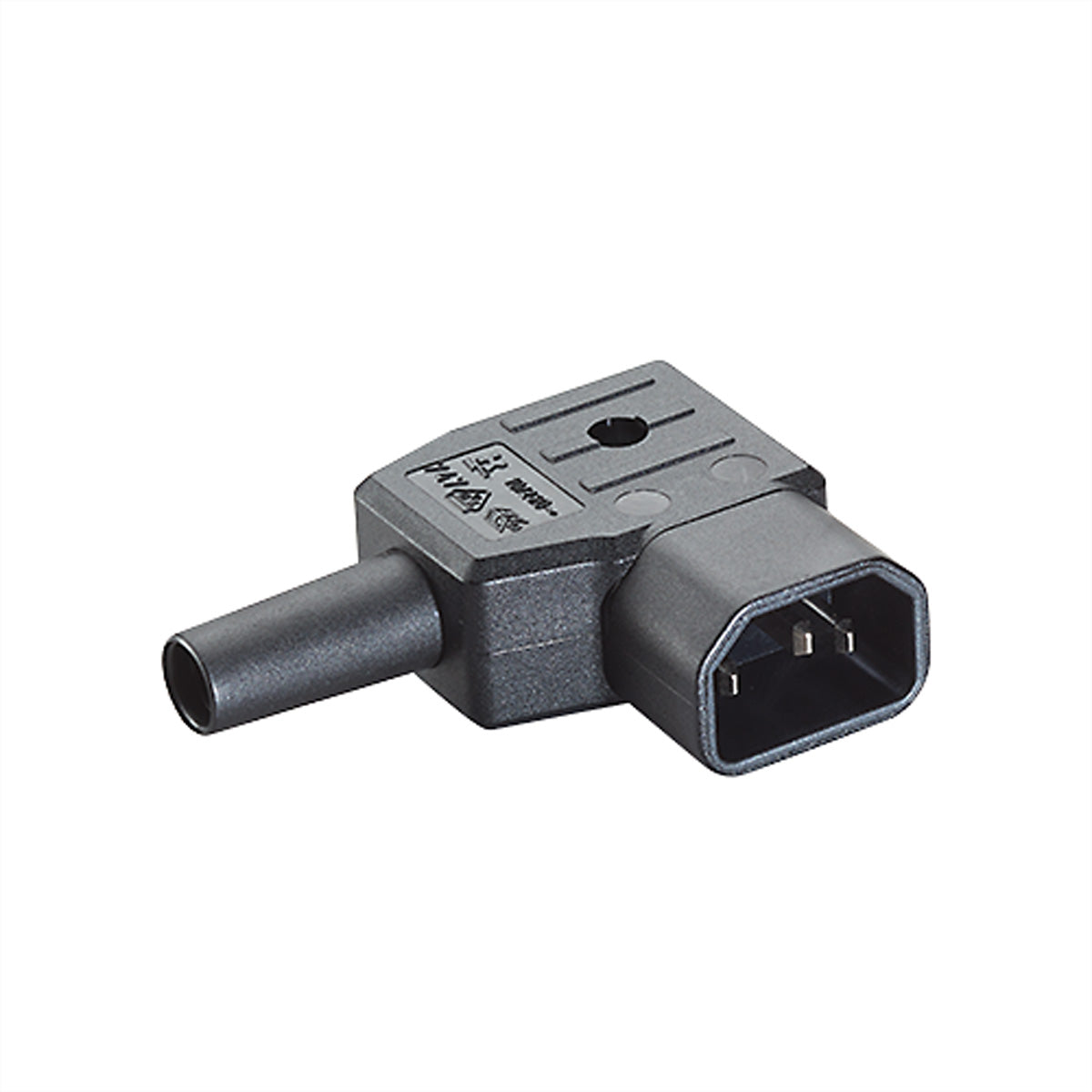 Bachmann Montagestecker, Eingang C14, Winkelstecker 90°, 10 A 250 V – schwarz
