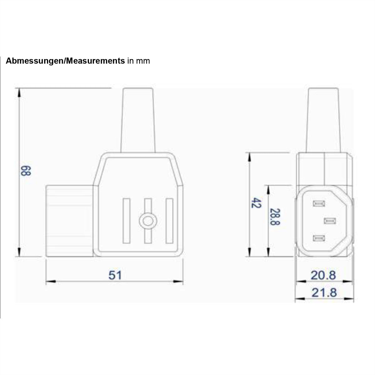 Bachmann Montagestecker, Eingang C14, Winkelstecker 90°, 10 A 250 V – schwarz