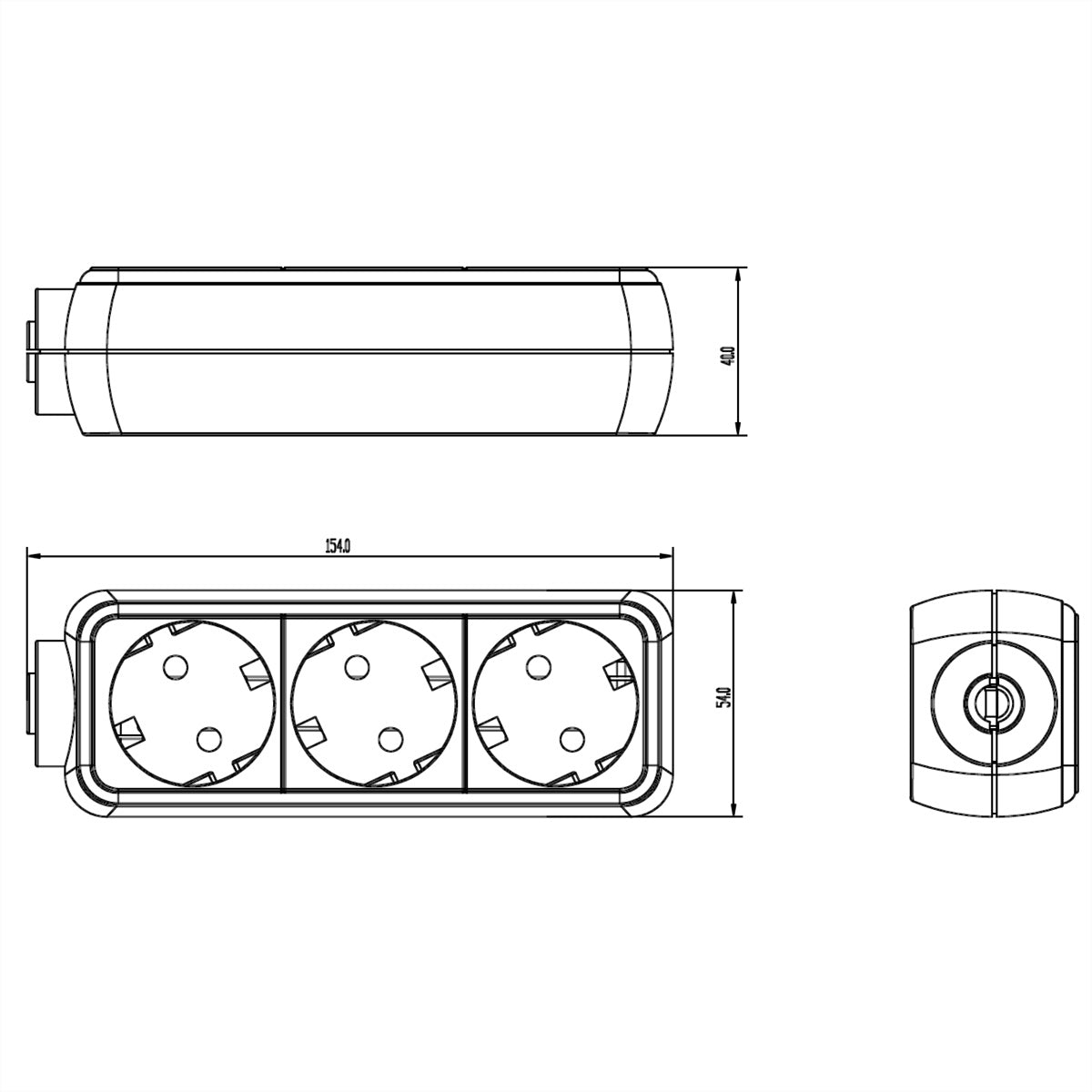 Bachmann SELLY – Steckdosenleiste, 3× T13, ohne Schalter, 1,5 m, Stecker mit Schutzkontakt (Winkelstecker)