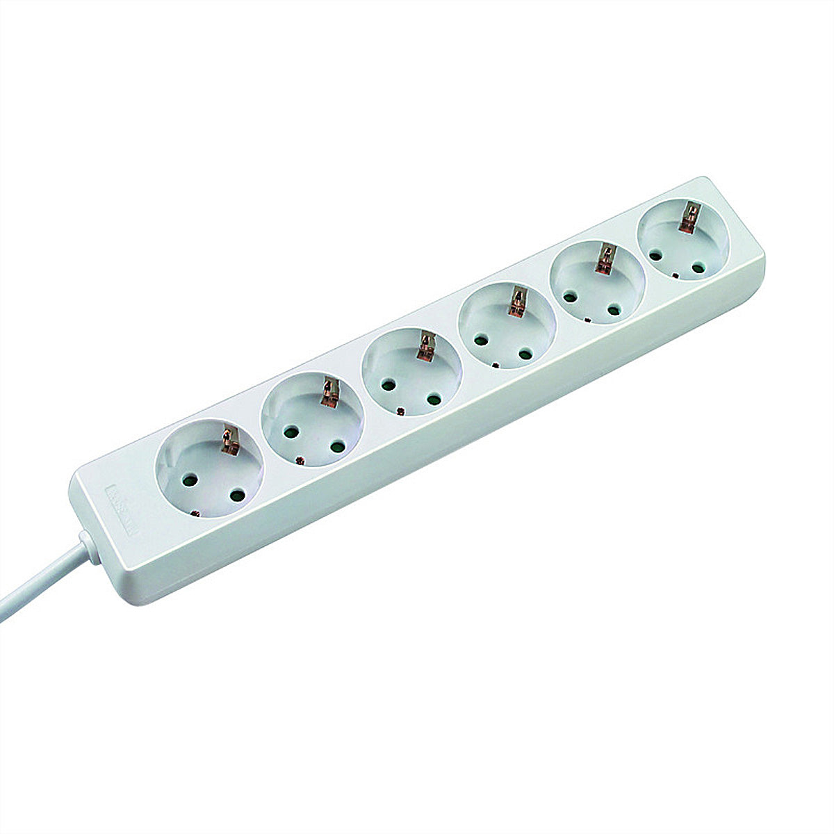 Bachmann SELLY Steckdosenleiste, 6×T13, 1,5 m, Schutzkontakt-Winkelstecker, Ausgänge 45° gedreht – Weiss