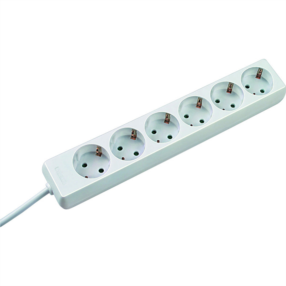 Bachmann SELLY Steckdosenleiste, 6×T13, 1,5 m, Schutzkontakt-Winkelstecker, Ausgänge 45° gedreht – Weiss