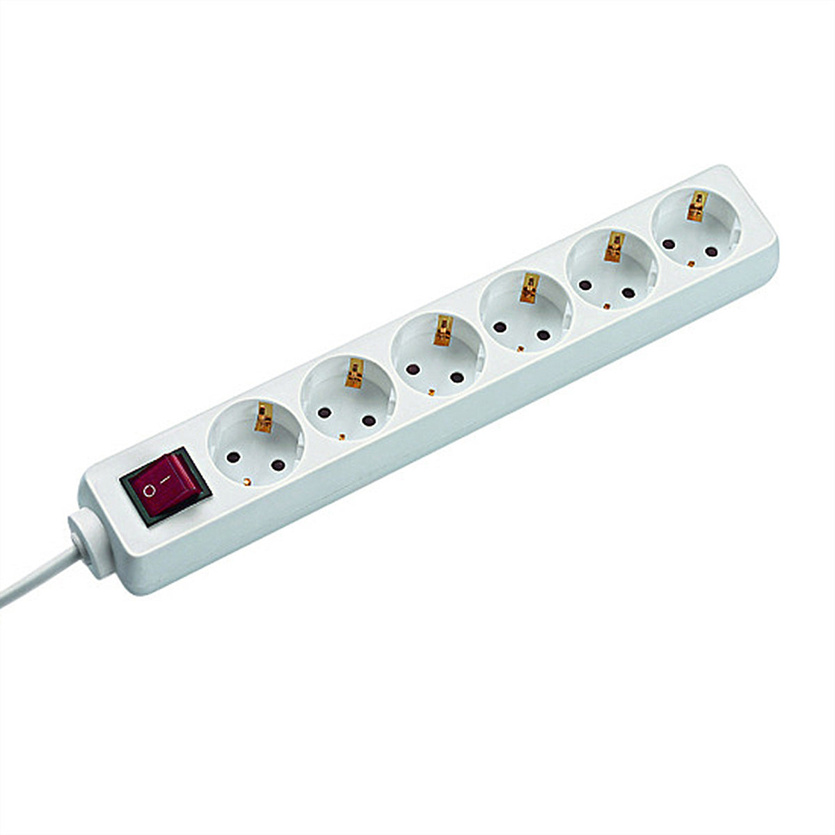 Bachmann SELLY Steckdosenleiste, 6×T13, mit Schalter (2-polig, beleuchtet), 1,5 m, 3600 W – weiss