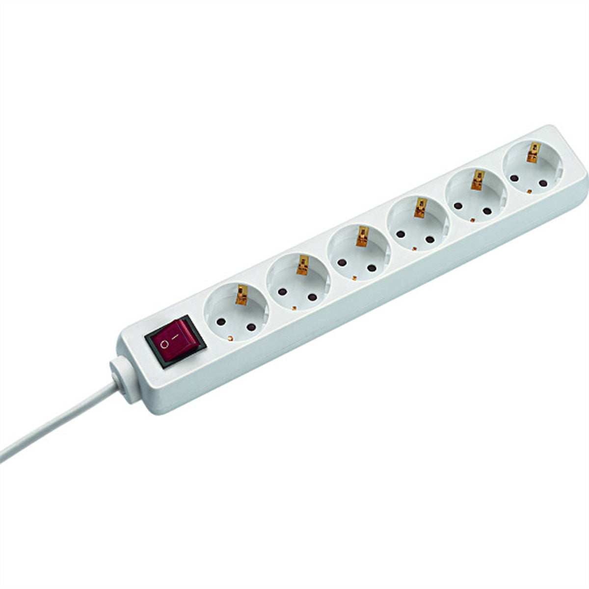 Bachmann SELLY Steckdosenleiste, 6×T13, mit Schalter (2-polig, beleuchtet), 1,5 m, 3600 W – weiss