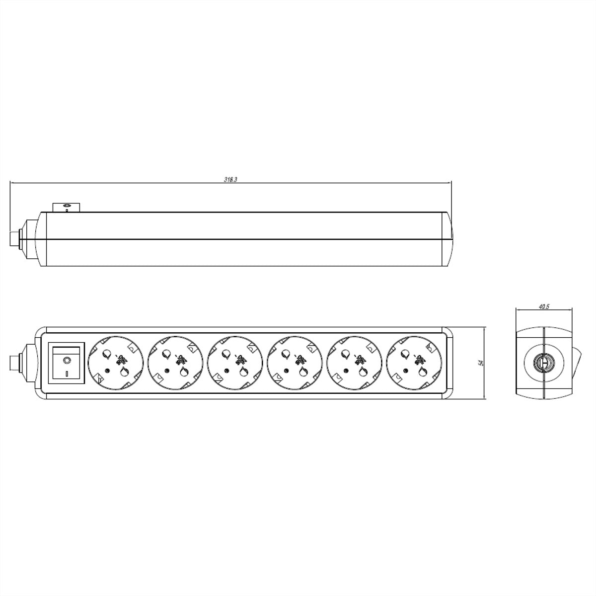 Bachmann SELLY Steckdosenleiste, 6×Schuko (Typ F), mit Schalter, 1,5 m – Schwarz