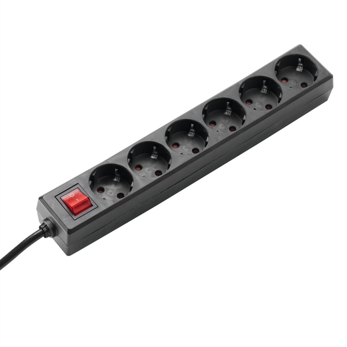 Bachmann SELLY Steckdosenleiste, 6×Schuko (Typ F), mit Schalter, 1,5 m – Schwarz
