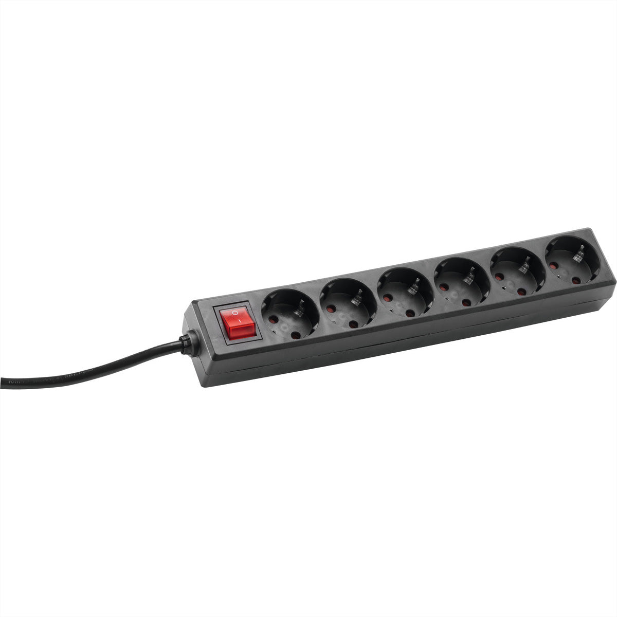 Bachmann SELLY Steckdosenleiste, 6×Schuko (Typ F), mit Schalter, 1,5 m – Schwarz