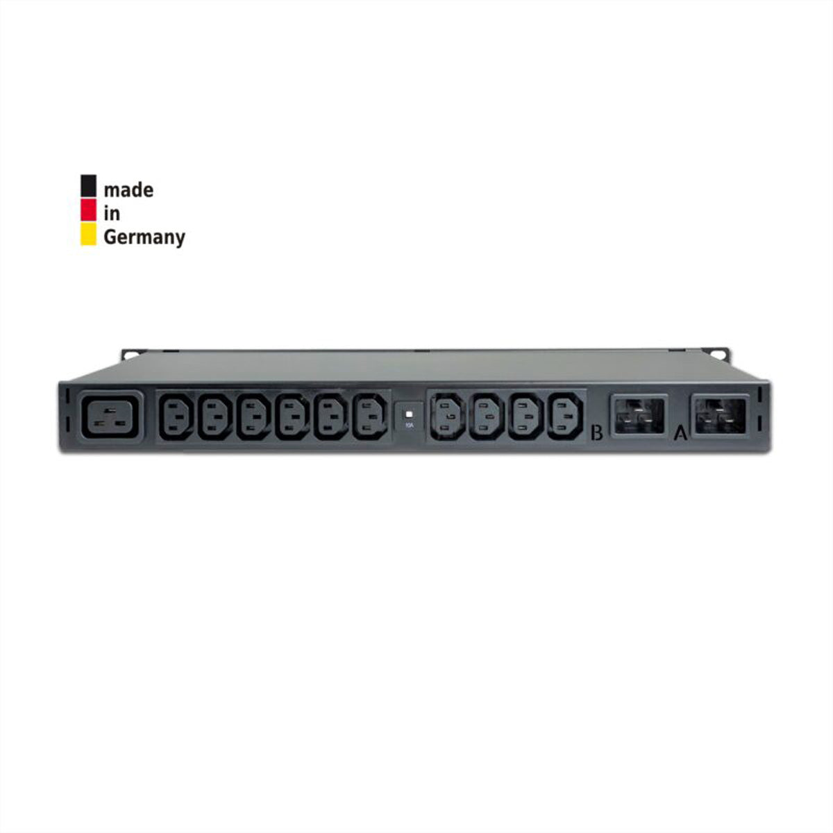Gude Rack-ATS Expert – 16 A, 2× C20 IN, 6× C13 OUT, 1× C19 OUT, 1U – Schwarz – 8801-3