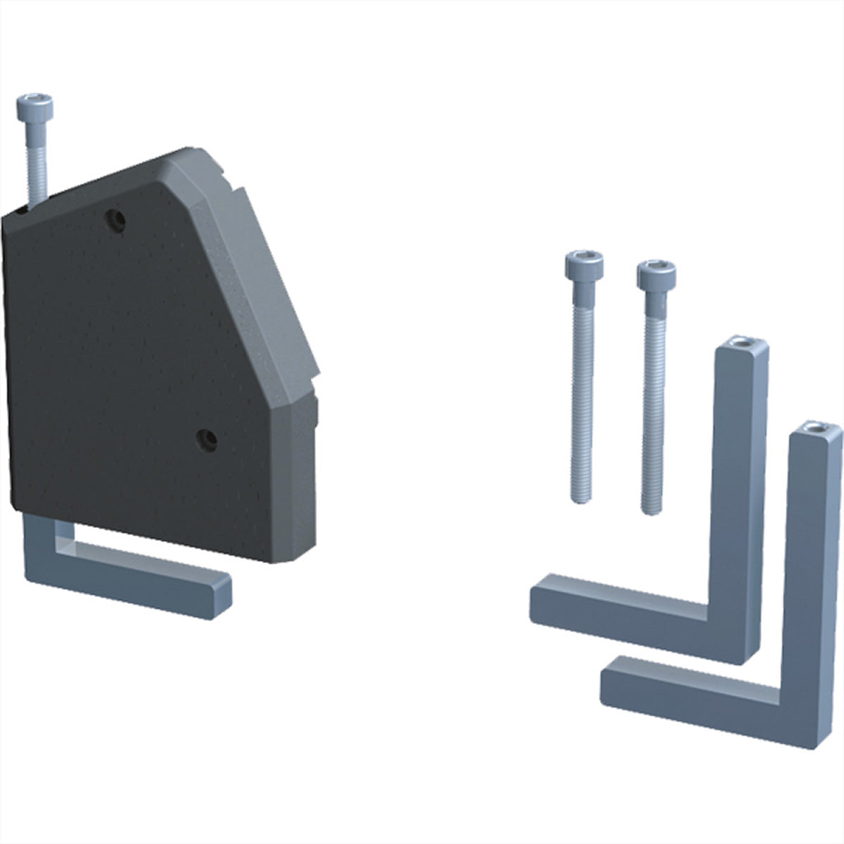 Bachmann Haltewinkel DESK – 2er-Set, Aluminium, für DESK 1, Tischplattenstärke bis 50 mm, inkl. Schrauben