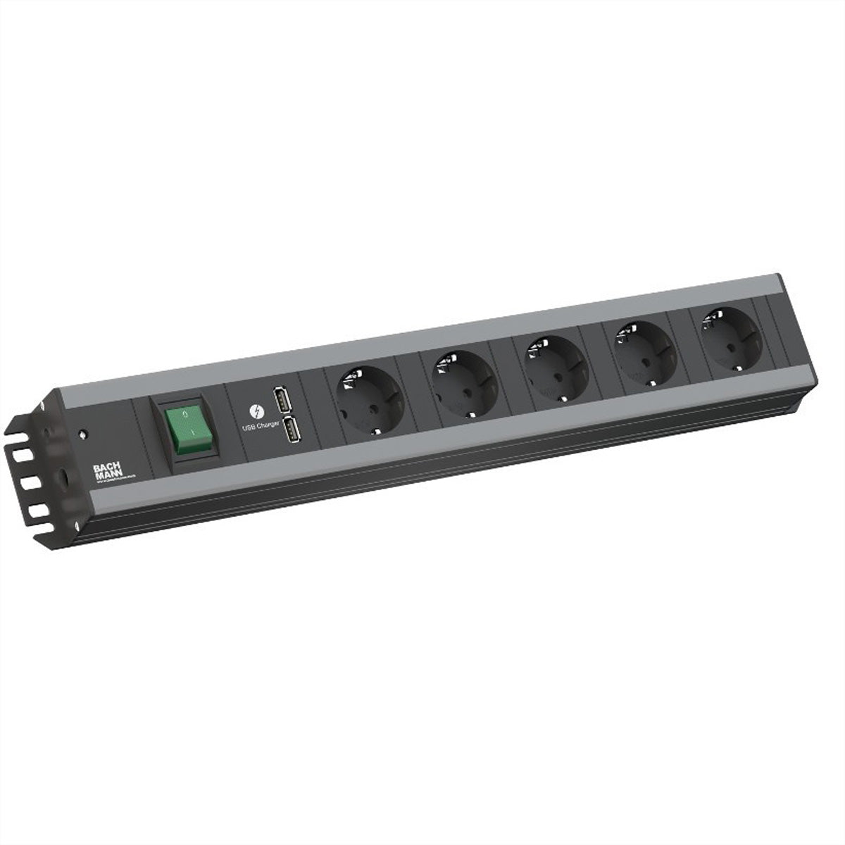 Bachmann Steckdosenleiste – 8×T13, USB‑A 2× 5 V/2,15 A, 2 m, Schalter, IP20