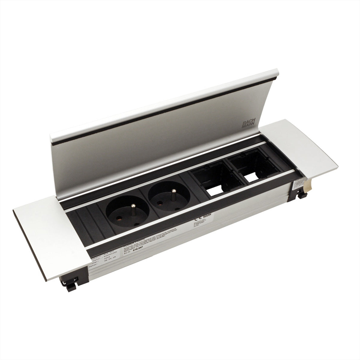 Bachmann POWER FRAME COVER – Einbau-Abdeckung Medium, 4-fach, Aluminium, 300×73×42 mm