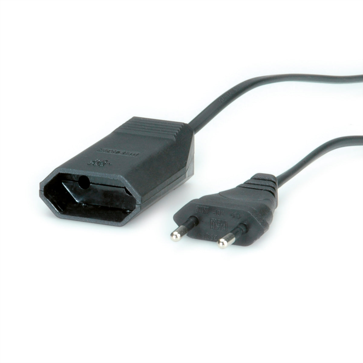 Bachmann Verlängerungskabel – Eurostecker (CEE 7/16) – Eurobuchse (CEE 7/16), 5 m, 250 V/2,5 A, Schwarz