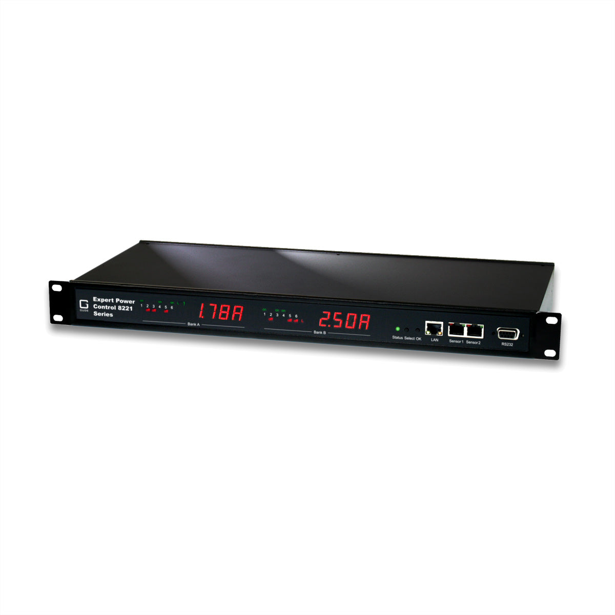 Gude IP-Fernschaltsteckdose – 2×3,6 A kW, 230 V, 12× C13, 2× C20 IN, 1U – Schwarz – 8221-1