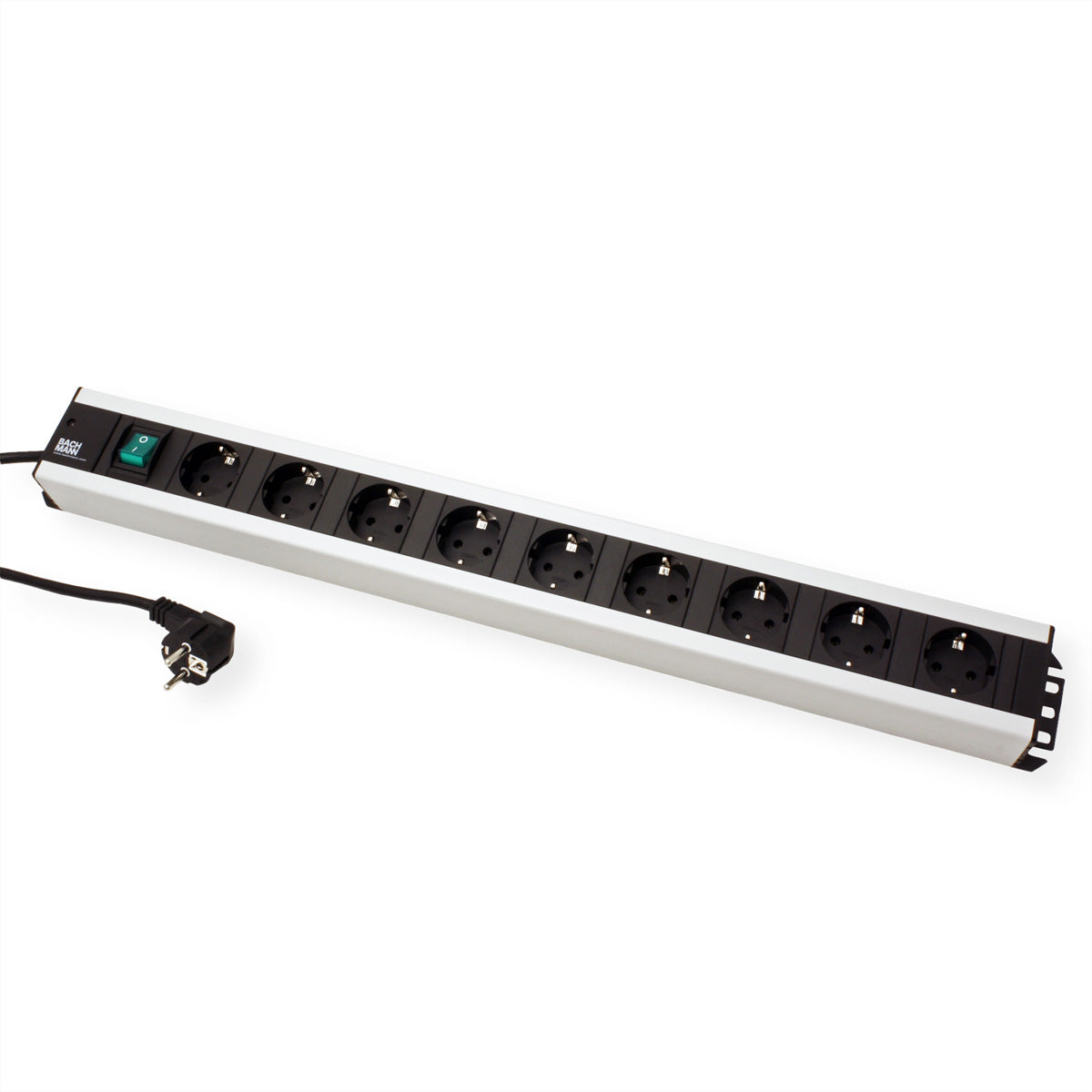 Bachmann Steckdosenleiste, 9×T13, mit Schalter, 2 m, wiederanschliessbar, IP20 – Schwarz