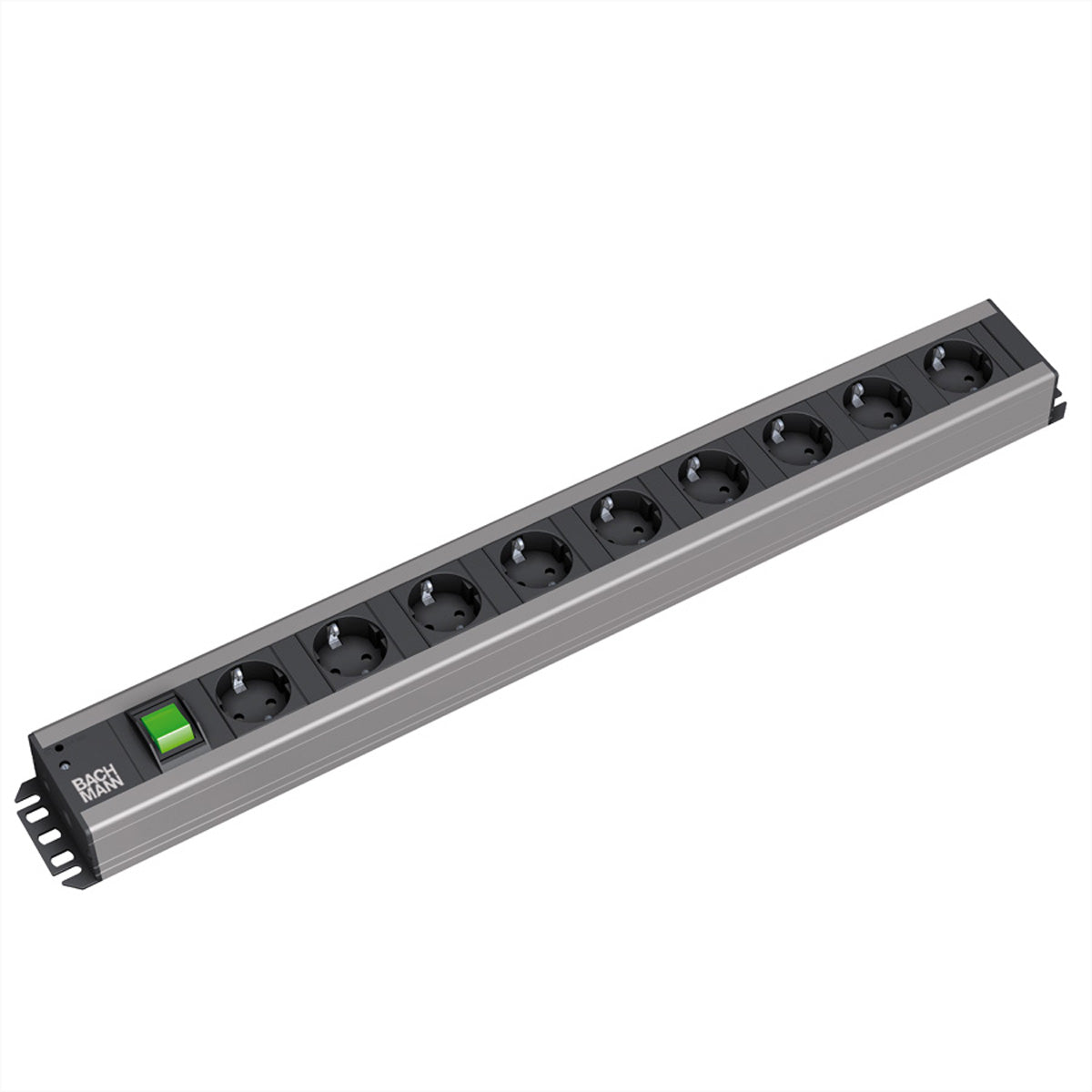 Bachmann Steckdosenleiste, 9×T13, mit Schalter, 2 m, wiederanschliessbar, IP20 – Schwarz