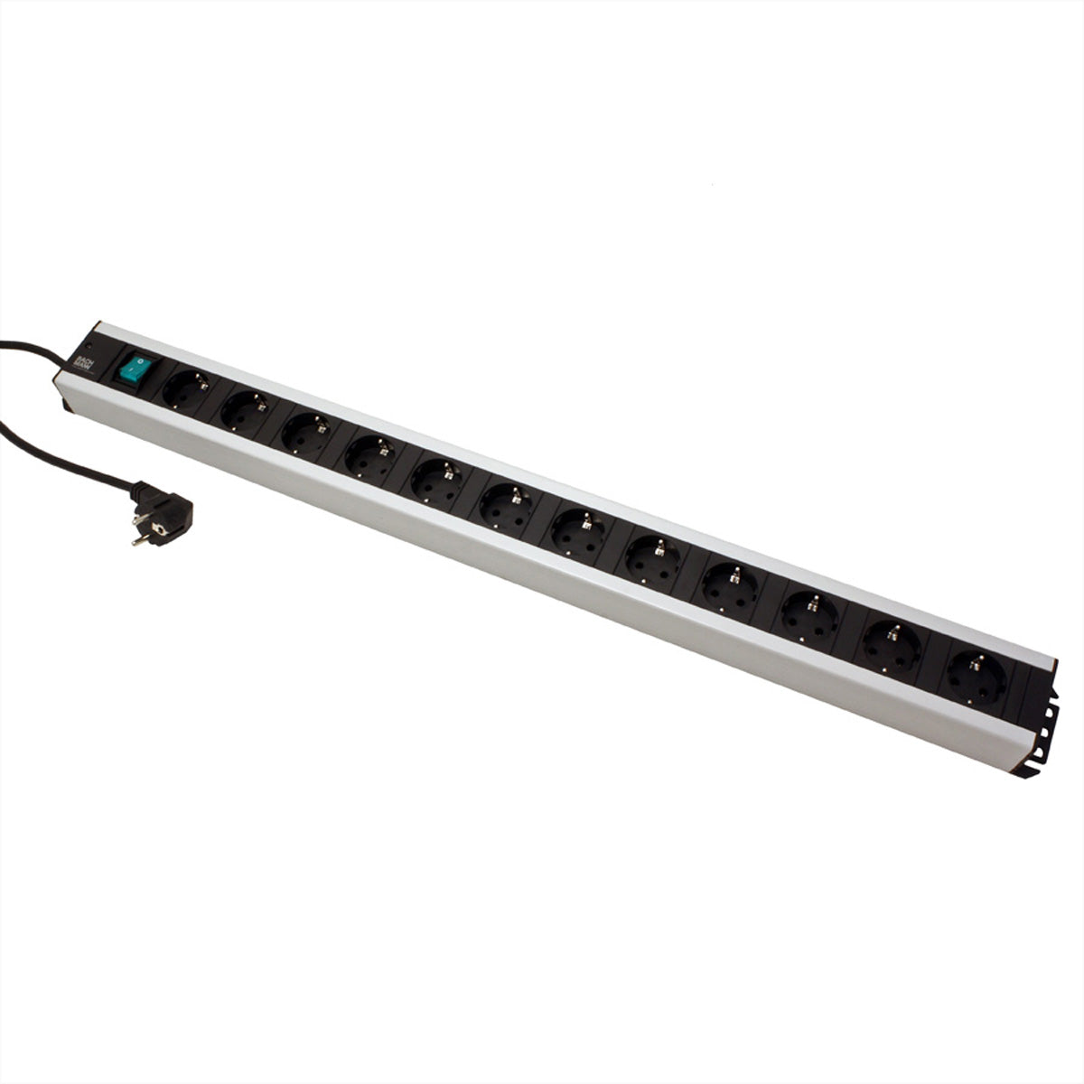 Bachmann Steckdosenleiste – 12×Schuko (Typ E/F), 2 m, Schalter, IP20