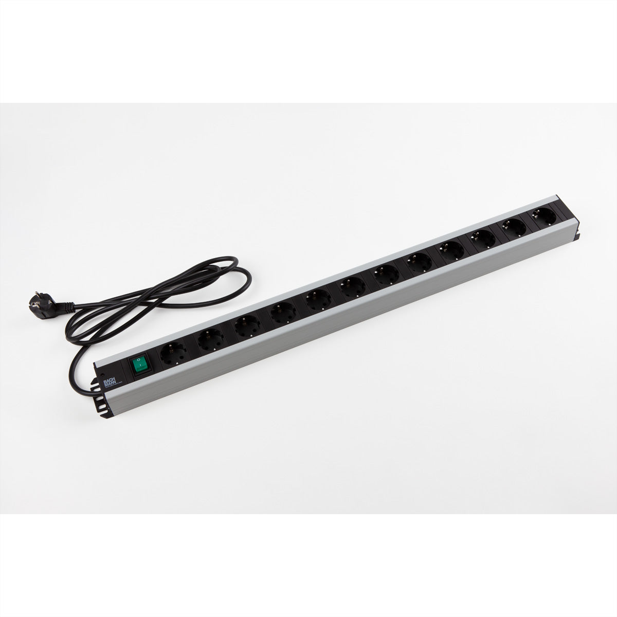 Bachmann Steckdosenleiste – 12×Schuko (Typ E/F), 2 m, Schalter, IP20