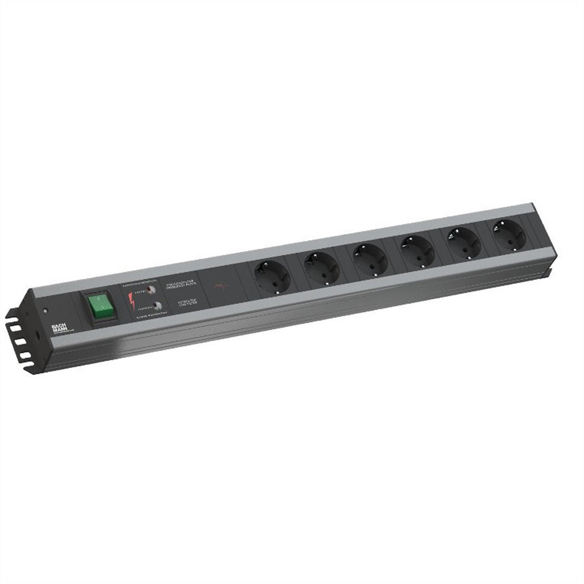 Bachmann Steckdosenleiste – 6×Schuko (Typ E/F), 2 m, Schalter, Überspannungsschutz, IP20