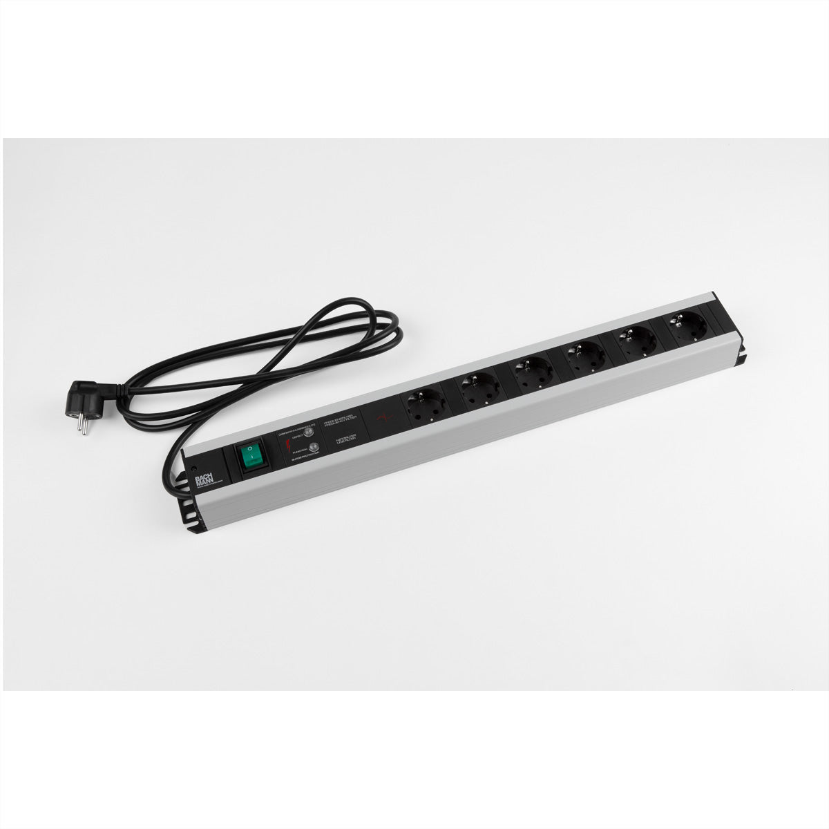 Bachmann Steckdosenleiste – 6×Schuko (Typ E/F), 2 m, Schalter, Überspannungsschutz, IP20