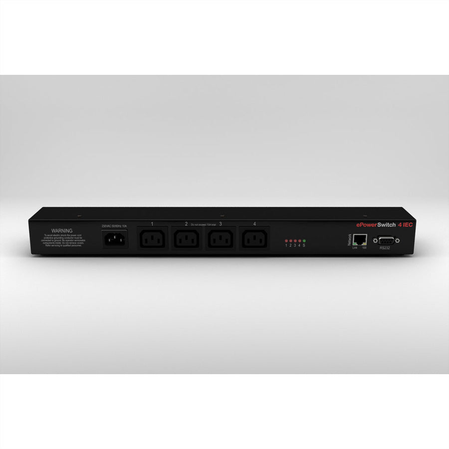 Neol ePowerSwitch EPS-4 IEC-EU – IP-Steckdosenleiste, 4× IEC C13, Stecker T12, Web/RS232-Fernsteuerung