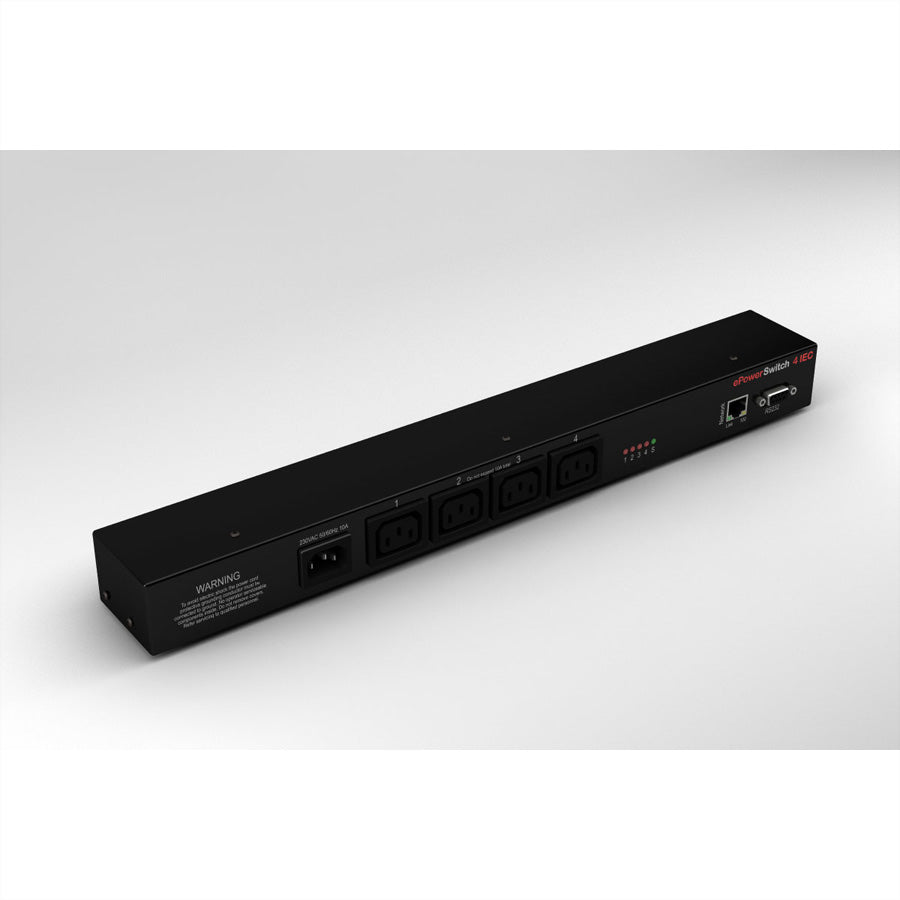 Neol ePowerSwitch EPS-4 IEC-EU – IP-Steckdosenleiste, 4× IEC C13, Stecker T12, Web/RS232-Fernsteuerung