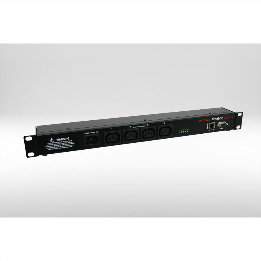 Neol ePowerSwitch EPS-4 IEC-EU – IP-Steckdosenleiste, 4× IEC C13, Stecker T12, Web/RS232-Fernsteuerung