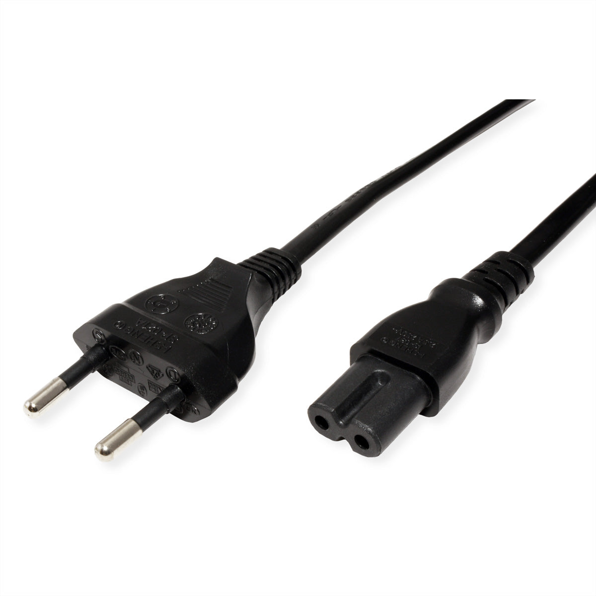 ROLINE Netzkabel – Eurostecker (CEE 7/16) – IEC C7, 5 m, 250 V/2,5 A, Schwarz