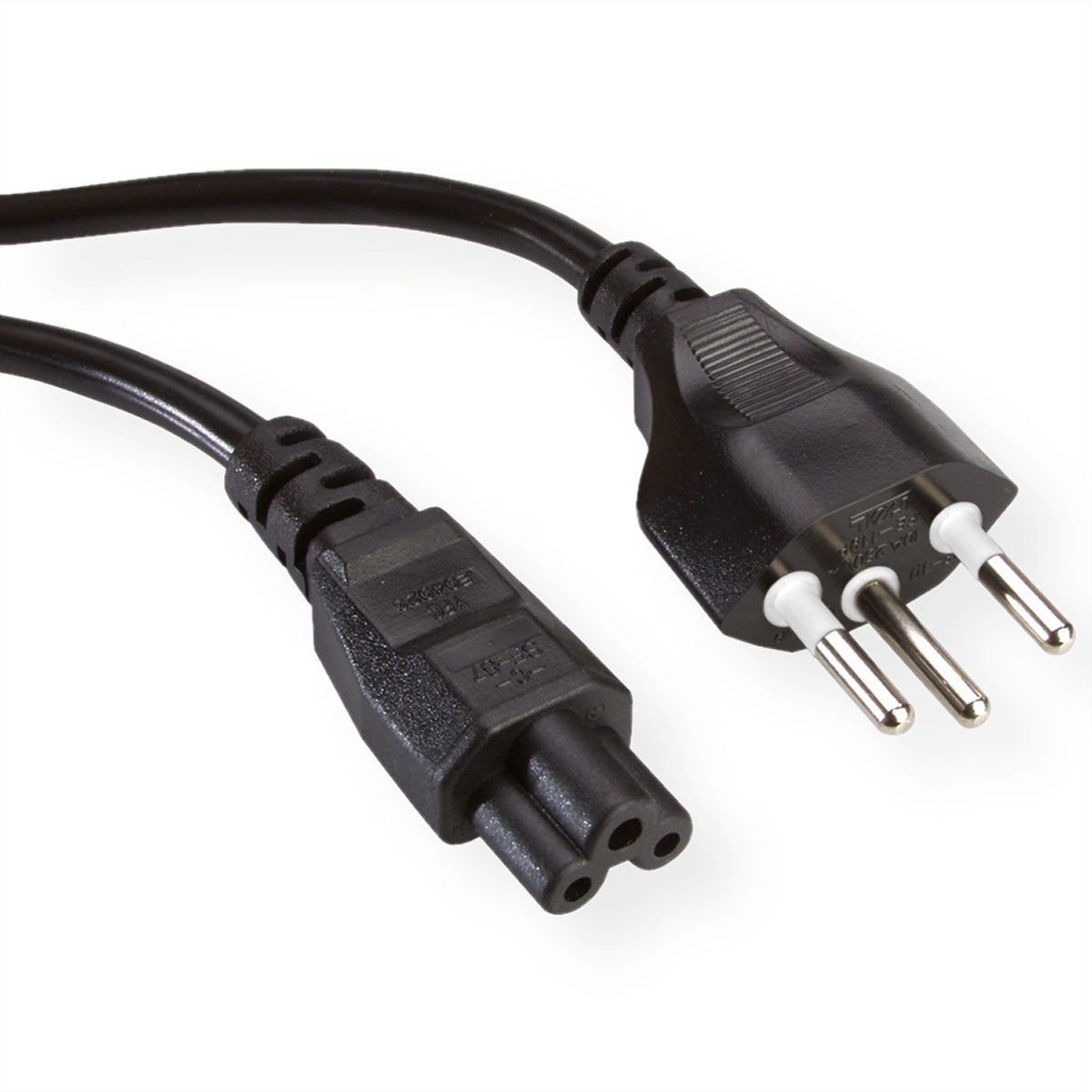 ROLINE Netzkabel – T12–IEC C5, 1,8 m, 250 V/2,5 A, schwarz