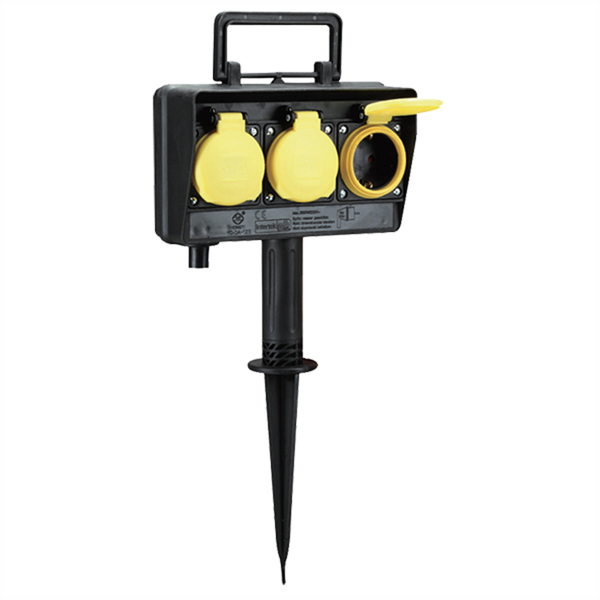 Bachmann Steckdosenleiste, 3× T13, 2 m, Stecker CEE 7/7, IP44, mit Erdspieß