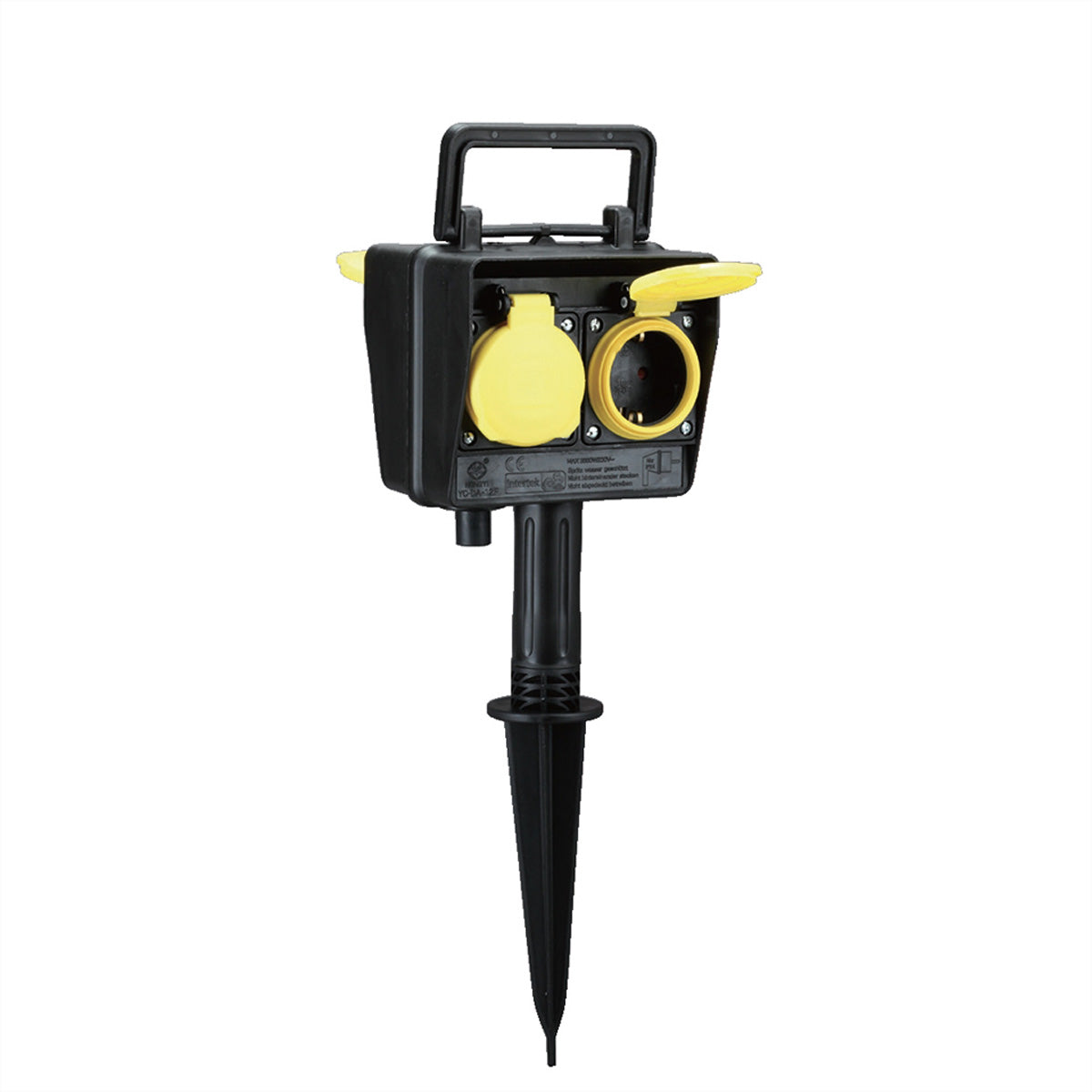 Bachmann Gartensteckdose mit Erdspieß – 4×Schuko (Typ E/F), IP44, 2 m Kabel