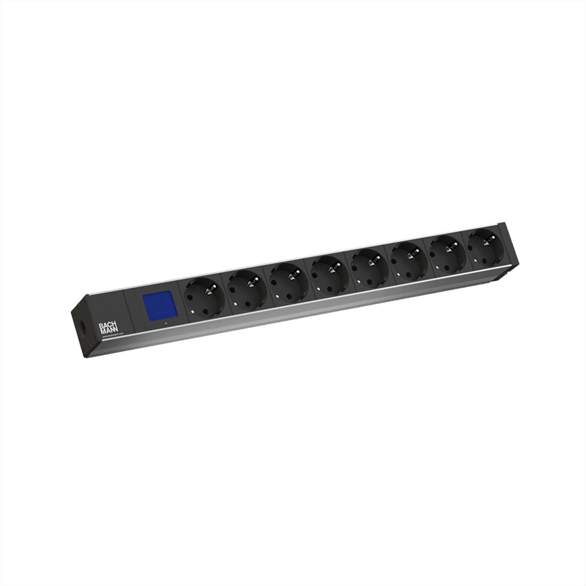 Bachmann Rack-PDU Metered, 19" 1U, einphasig 3,6 kW, 8×T13, Eingang Schutzkontakt, 2 m – schwarz