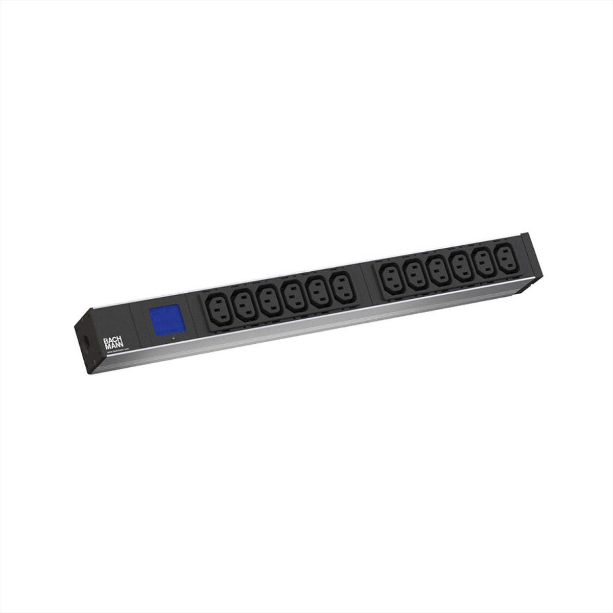 Bachmann Rack-PDU – 1U, 12× IEC C13, Schuko (Typ E/F), 230 V/32 A, 2 m, schwarz, mit Messfunktion