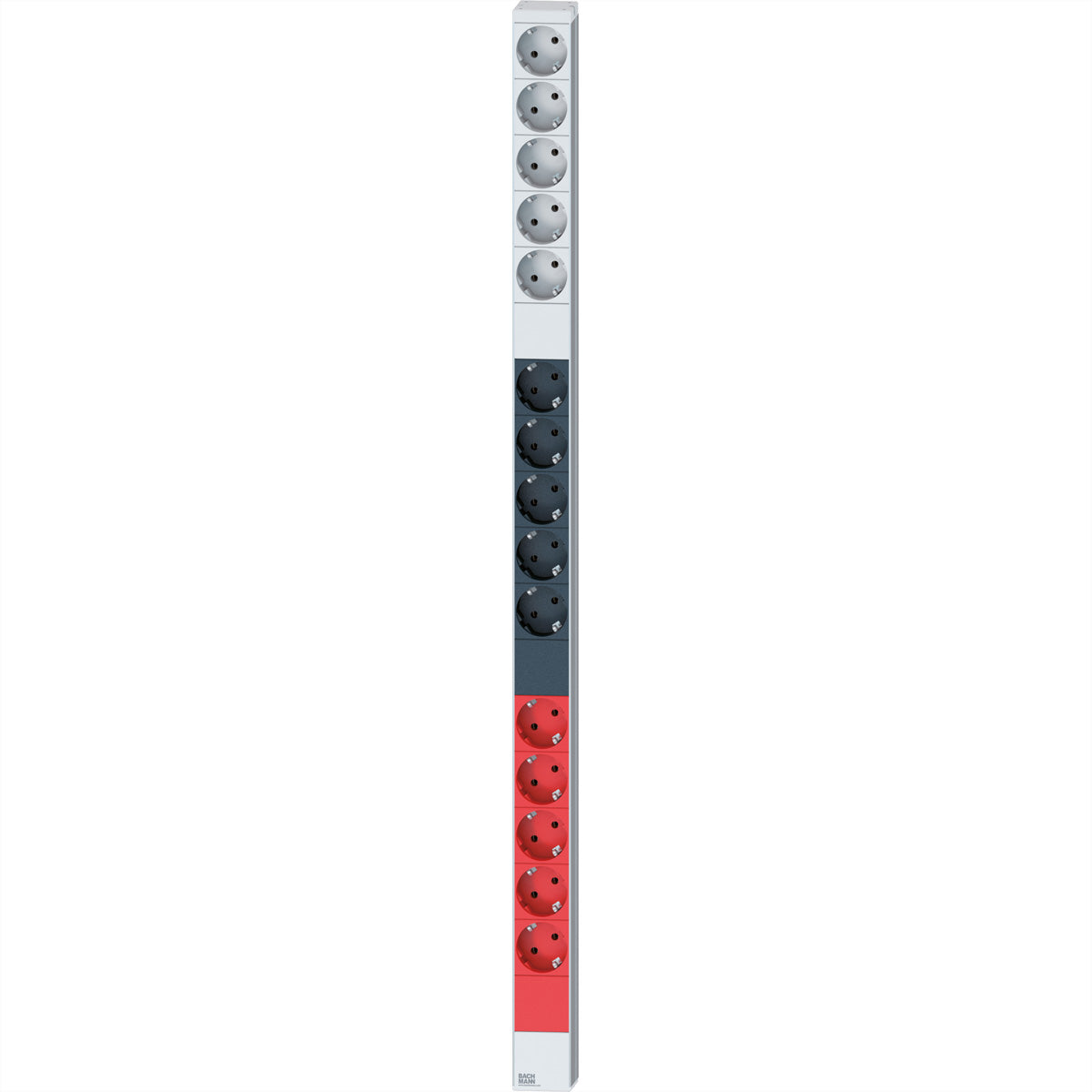 Bachmann Rack-PDU – 1U vertikal, 15× Schutzkontakt, CEE 3×16A rot, 400 V, dreiphasig, 3 m