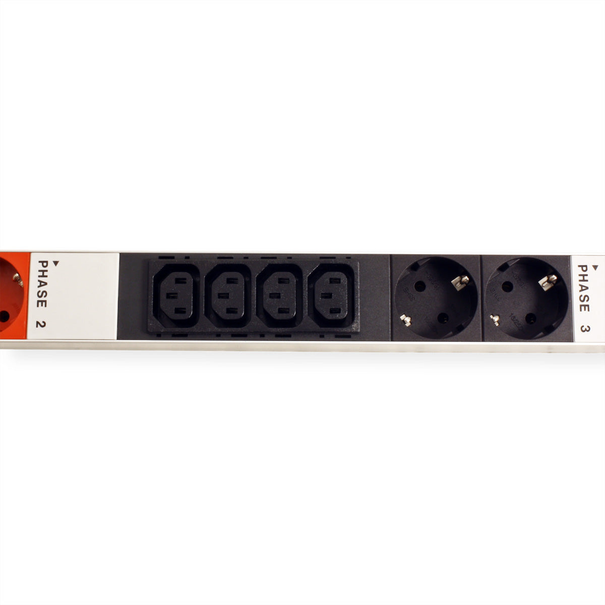 Bachmann Rack-PDU – Standard, 3-phasig, 16 A 400 V, 12×C13 + 6×Schuko (Typ E/F), IEC 60309 (CEE rot) 5-polig, 3 m