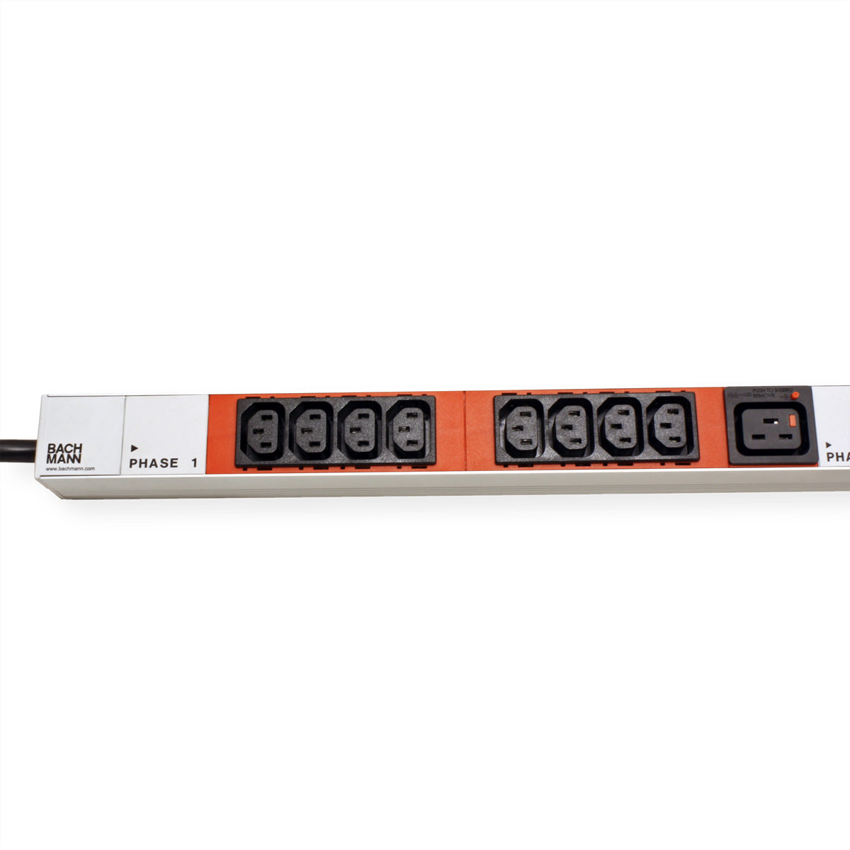 Bachmann Vertikale IT PDU C13×24, C19×3 – CEE 3×16A (rot), Aluminium, 1075×44×47 mm