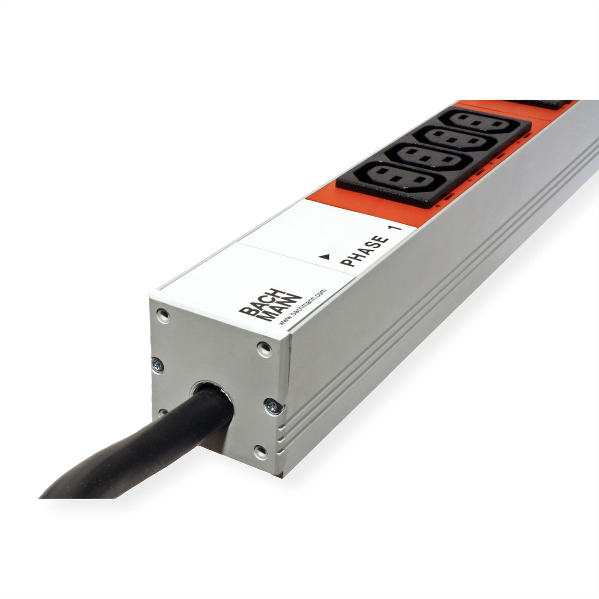 Bachmann Vertikale IT PDU C13×24, C19×3 – CEE 3×16A (rot), Aluminium, 1075×44×47 mm