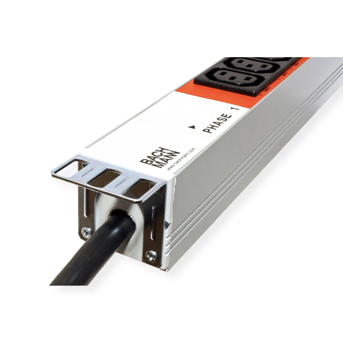 Bachmann Vertikale IT PDU C13×24, C19×3 – CEE 3×16A (rot), Aluminium, 1075×44×47 mm