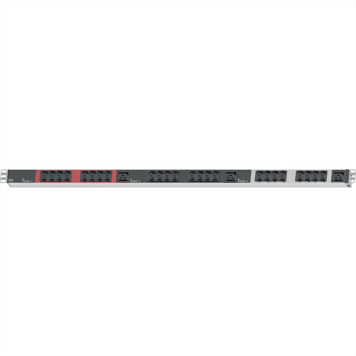Bachmann Vertikale IT PDU C13×24, C19×3 – CEE 3×16A (rot), Aluminium, 1075×44×47 mm