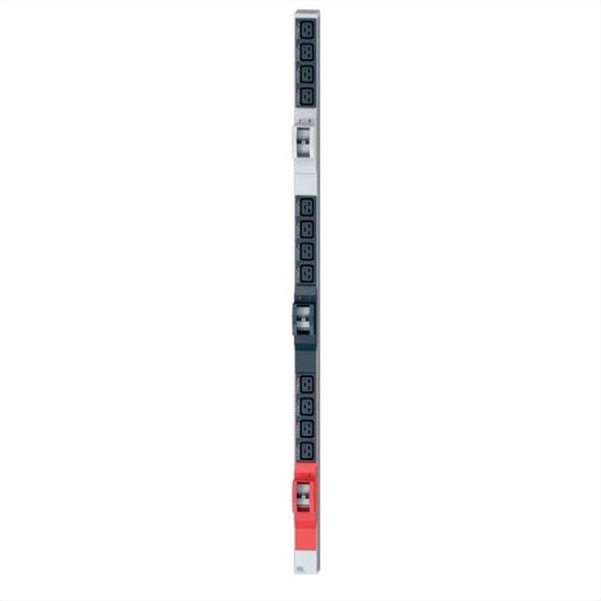 Bachmann Rack-PDU – Standard, 3-phasig, Vertikal 1U, 32 A 400 V, 24×C13 + 3×C19, CEE 5-polig (rot), 3 m