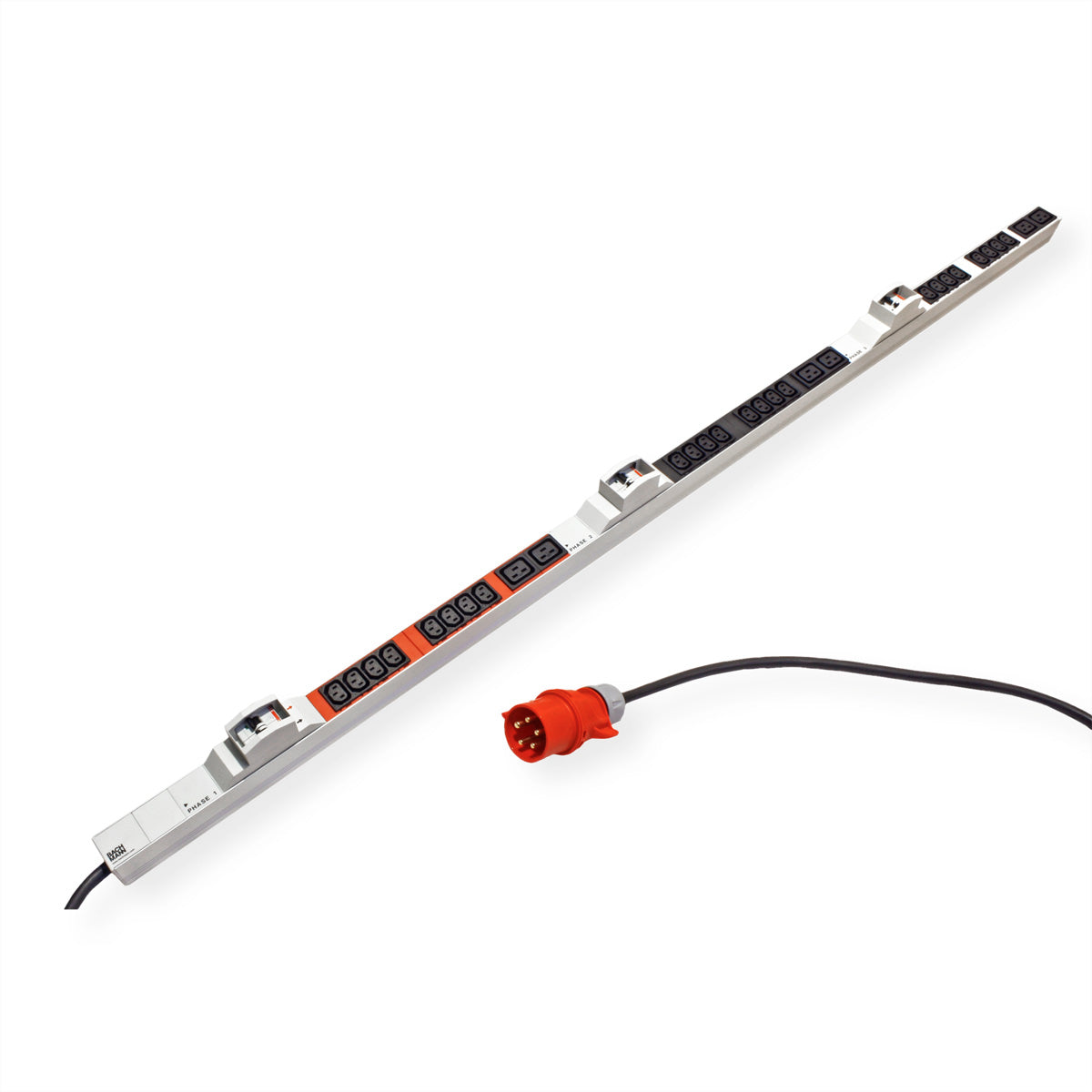 Bachmann Rack-PDU Basic, 3-phasig, 36× IEC C13 + 6× IEC C19, 32 A, CEE32A Stecker, 1U vertikal, 10,8 kW