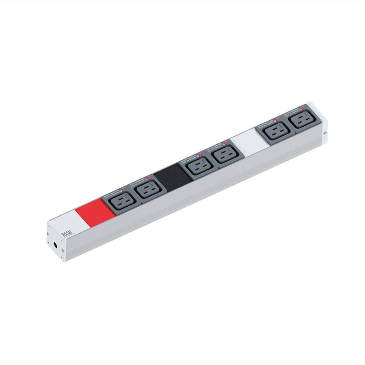 Bachmann Rack-PDU – Standard, 3-phasig, Vertikal 1U, 16 A 400 V, 6×C19, CEE 16 A rot, 3 m