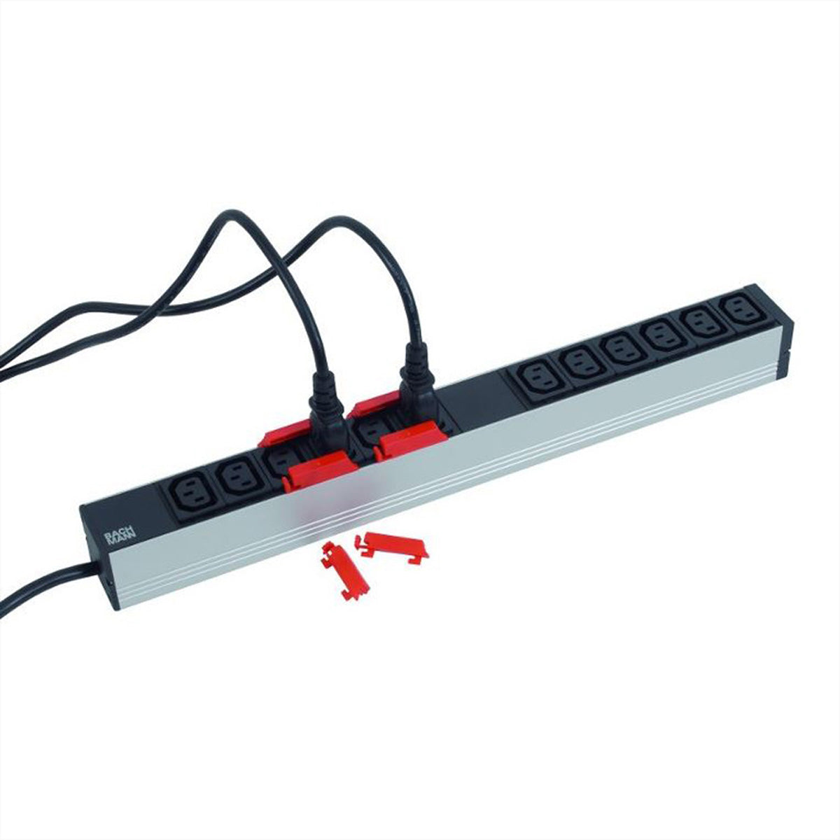Bachmann Rack-PDU Basic 19" 1U, einphasig 3,6 kW, 12×C13, Eingang Schutzkontakt (CEE 7/7), 2 m