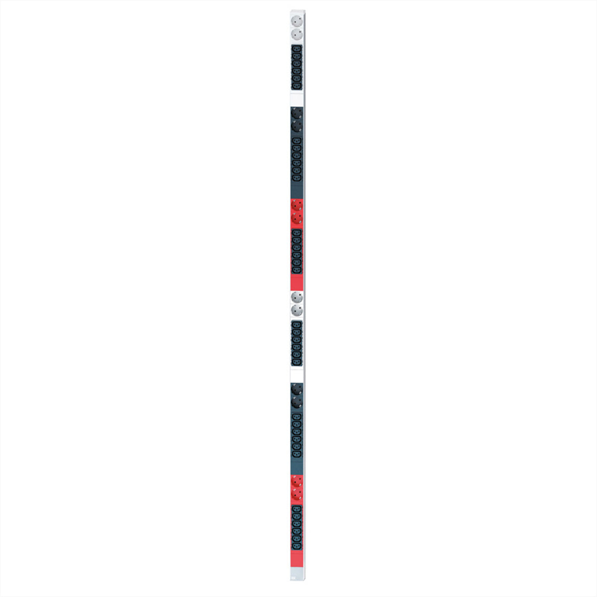 Bachmann Rack-PDU Basic 1U vertikal, 3-phasig 16 A 400 V, (36×C13 + 12×T13), Festanschluss 2×5G2,5 mm², 2×3 m