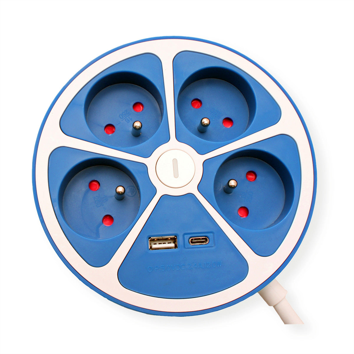 ROLINE Steckdosenleiste – 4× Typ E/F (Schuko), USB‑A/C, 3 m, mit Schalter, Blau