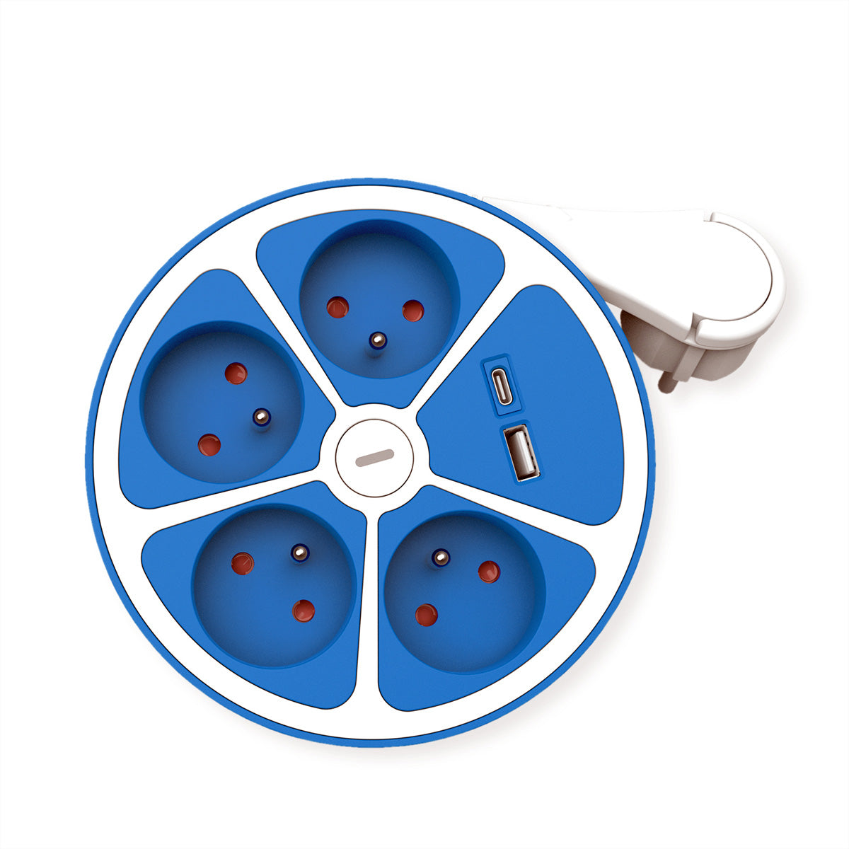 ROLINE Steckdosenleiste – 4× Typ E/F (Schuko), USB‑A/C, 3 m, mit Schalter, Blau